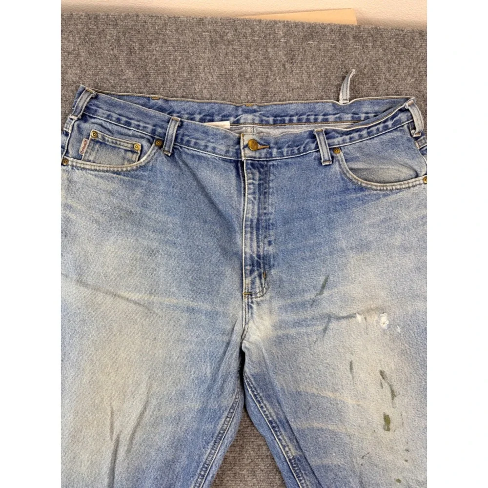 Carhartt Mens Relaxed Fit Denim Jeans Light Wash Blue 42x30 B17 DST Distressed‎